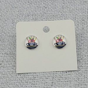 Girls Women's Teacher Design Round Postback Handmade 10mm Hypoallergenic Earring